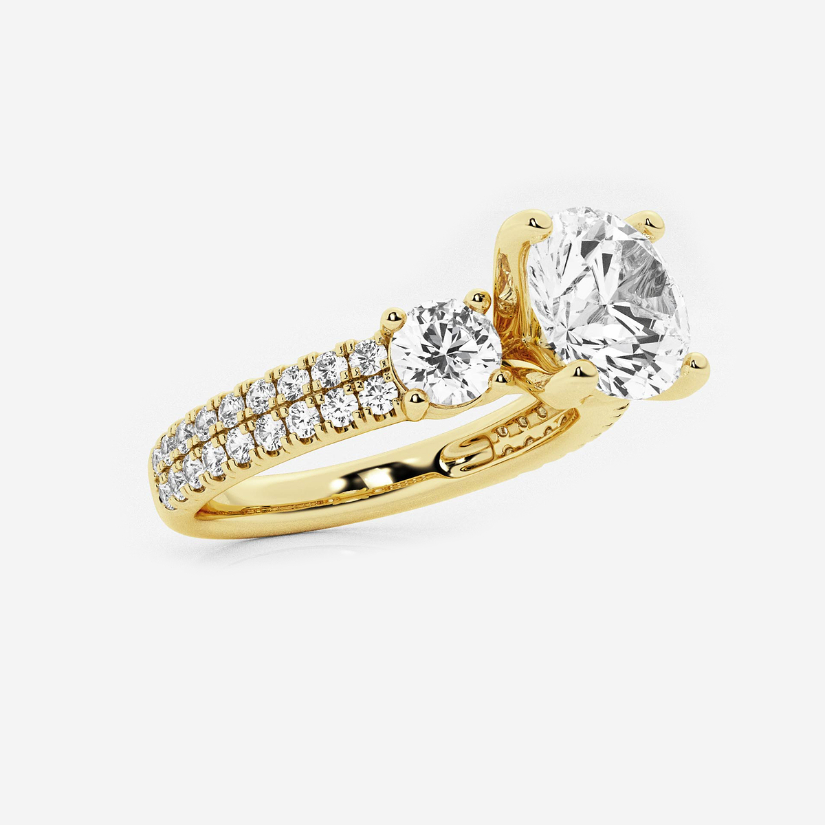 Additional Image 1 for  2 1/4 ctw Round Lab Grown Diamond Engagement Ring with Double Row Side Accents