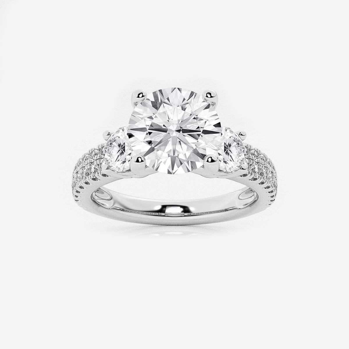 2 1/4 ctw Round Lab Grown Diamond Engagement Ring with Double Row Side Accents
