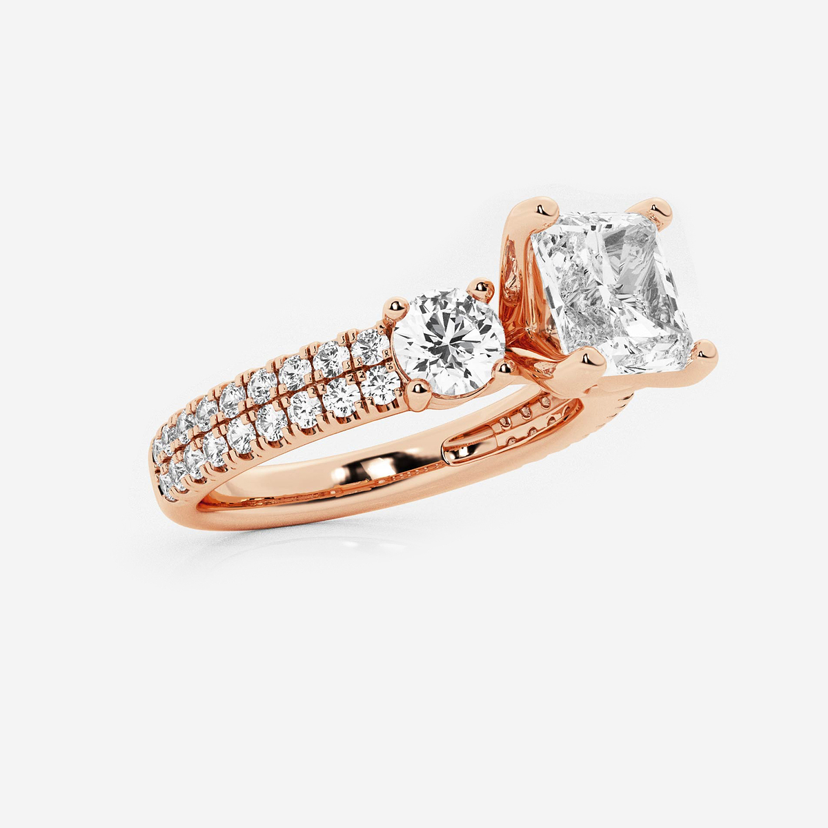Additional Image 1 for  3 ctw Asscher Lab Grown Diamond Engagement Ring with Double Row Side Accents