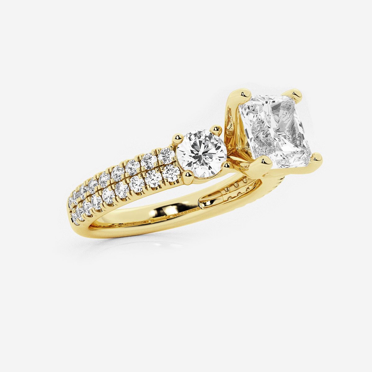 Additional Image 1 for  3 ctw Asscher Lab Grown Diamond Engagement Ring with Double Row Side Accents