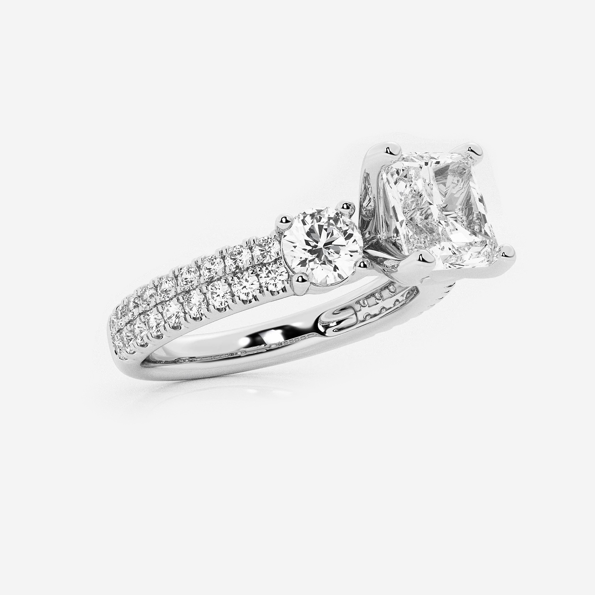 Additional Image 1 for  3 ctw Asscher Lab Grown Diamond Engagement Ring with Double Row Side Accents