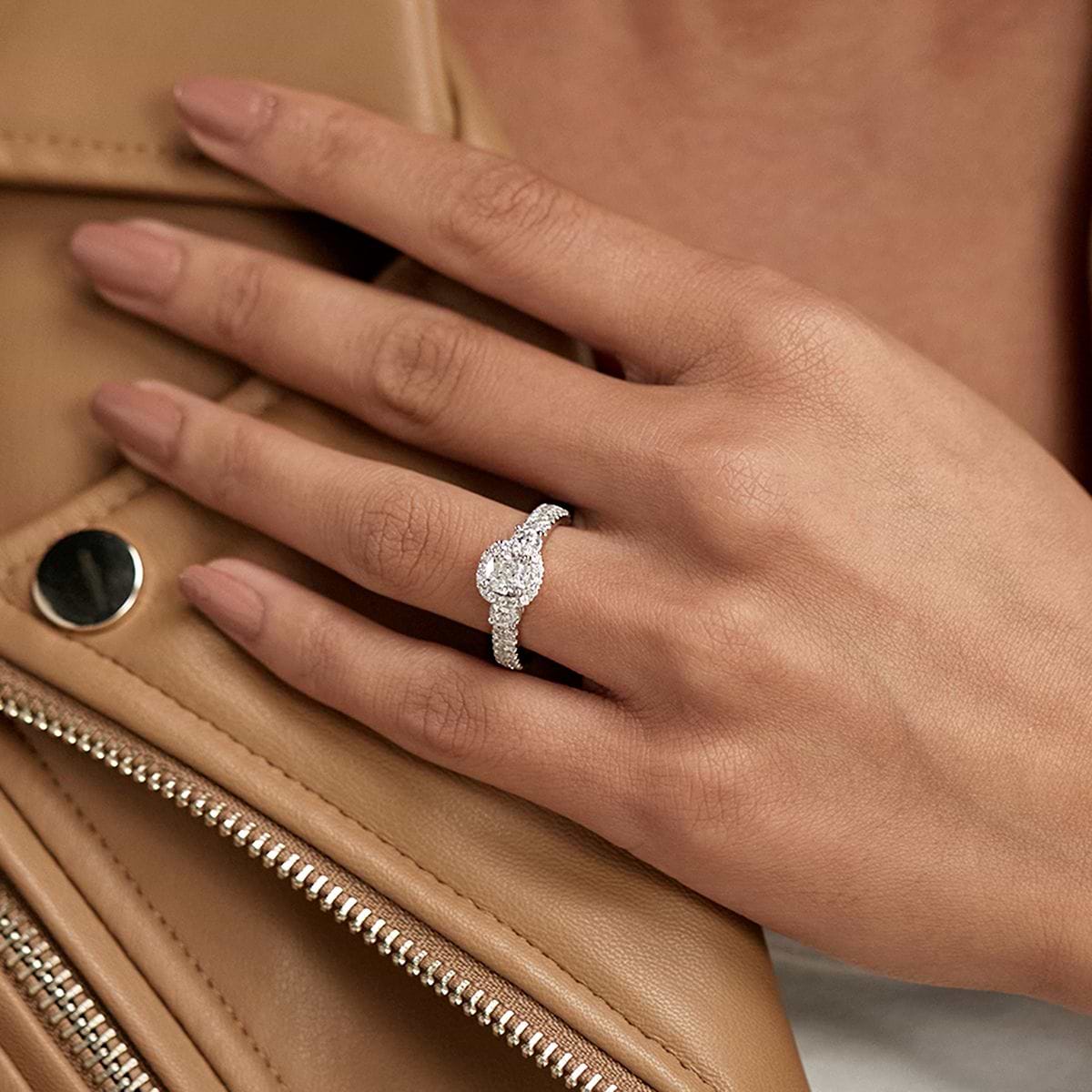 2 1/6 ctw Cushion Lab Grown Diamond Double Row Side Stones Halo Engagement Ring 14K White Gold, FG, VS2+