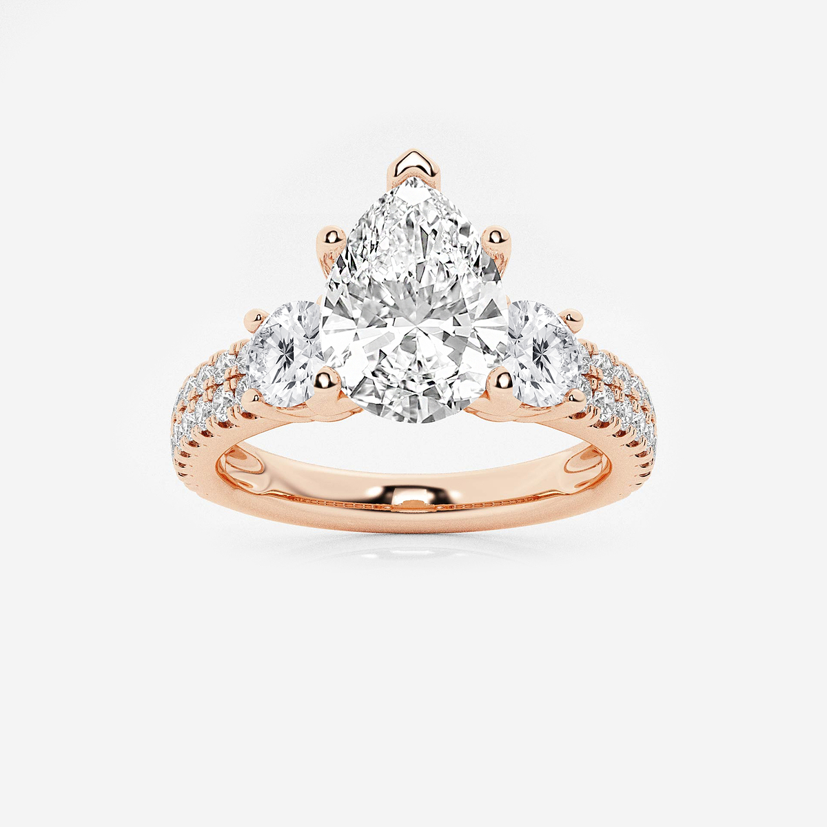 3 ctw Pear Lab Grown Diamond Engagement Ring with Double Row Side Accents