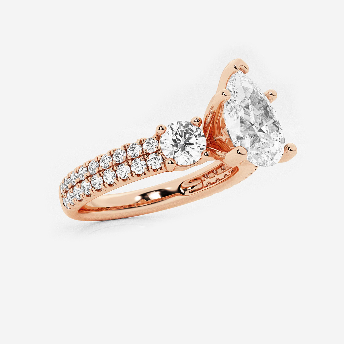 Additional Image 1 for  3 ctw Pear Lab Grown Diamond Engagement Ring with Double Row Side Accents