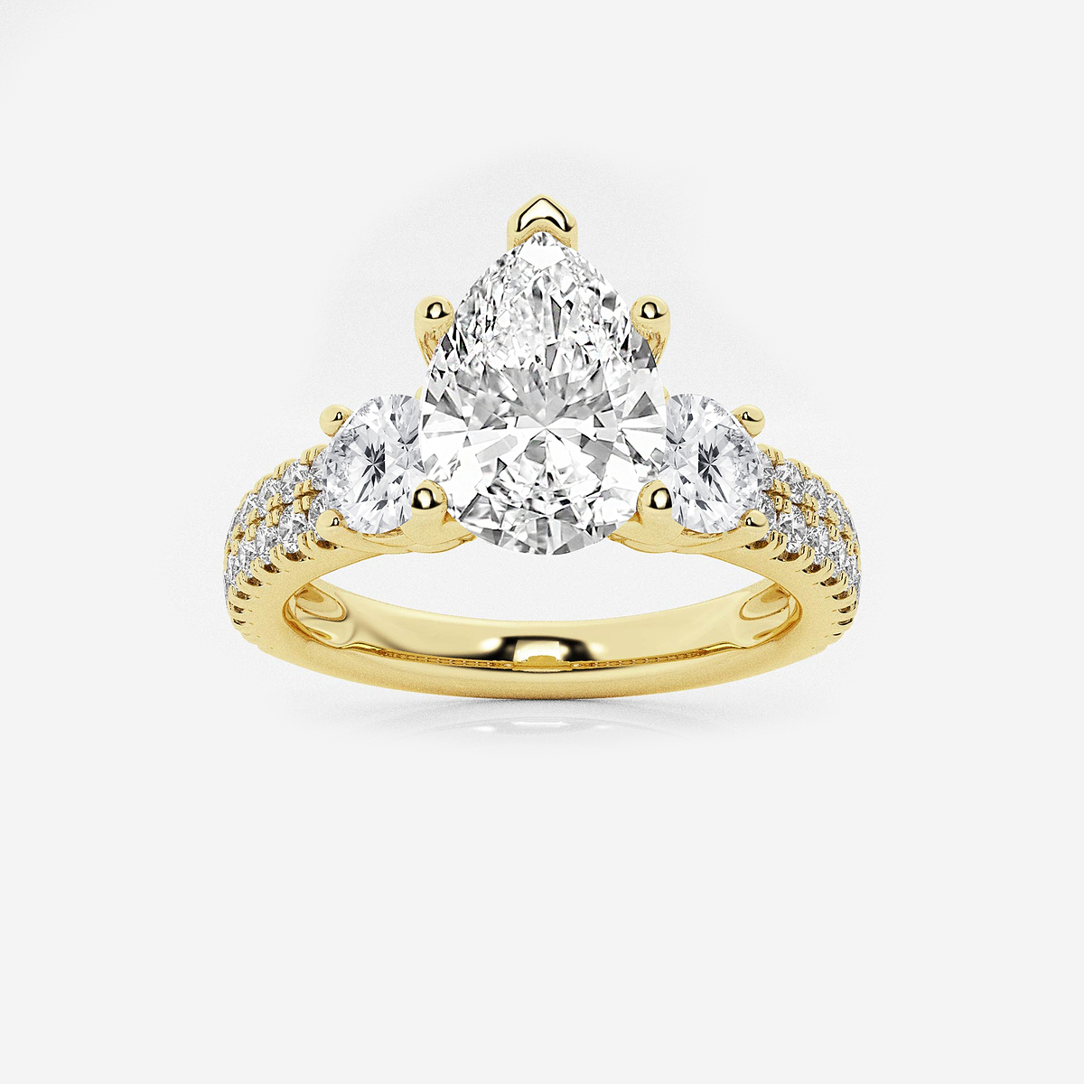 3 ctw Pear Lab Grown Diamond Engagement Ring with Double Row Side Accents