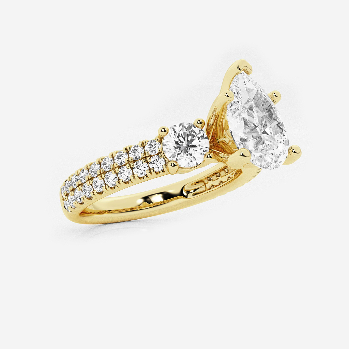 Additional Image 1 for  3 ctw Pear Lab Grown Diamond Engagement Ring with Double Row Side Accents