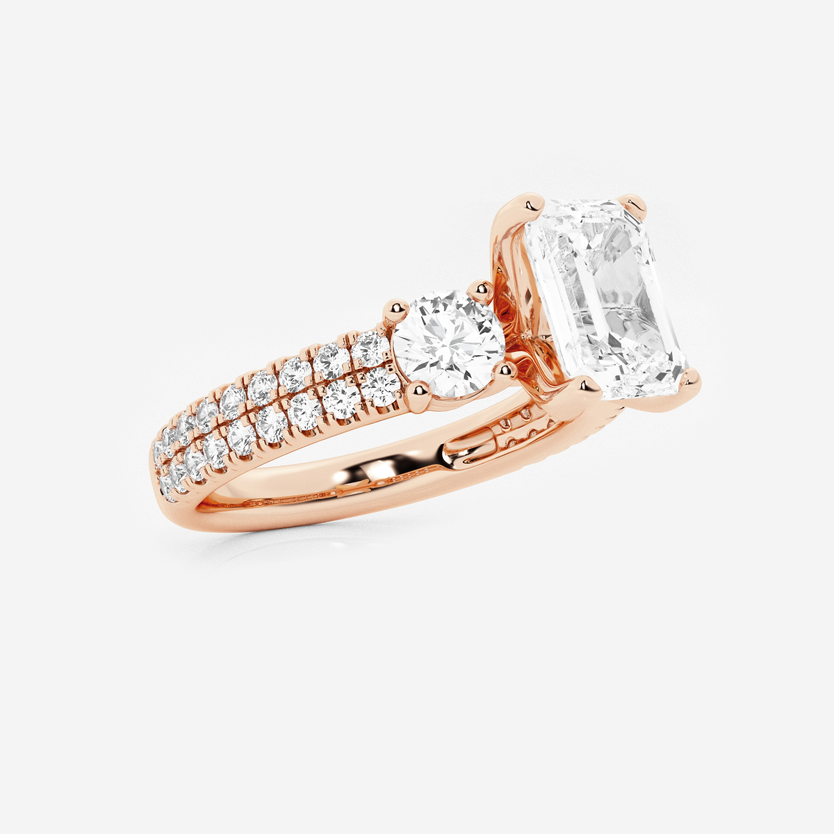 Additional Image 1 for  3 ctw Emerald Lab Grown Diamond Engagement Ring with Double Row Side Accents