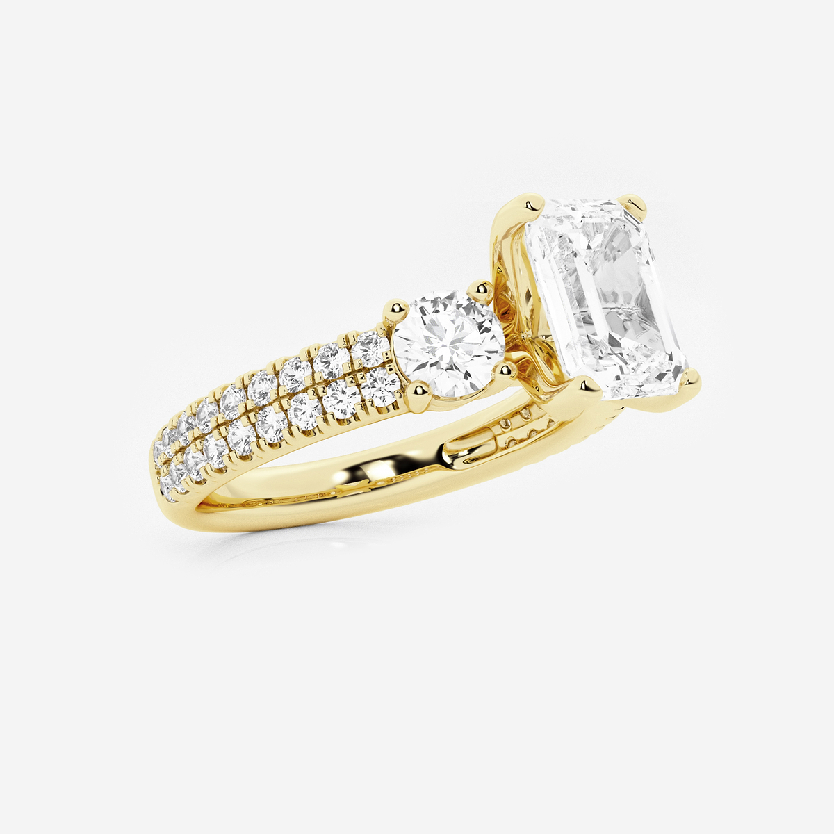 Additional Image 1 for  3 ctw Emerald Lab Grown Diamond Engagement Ring with Double Row Side Accents