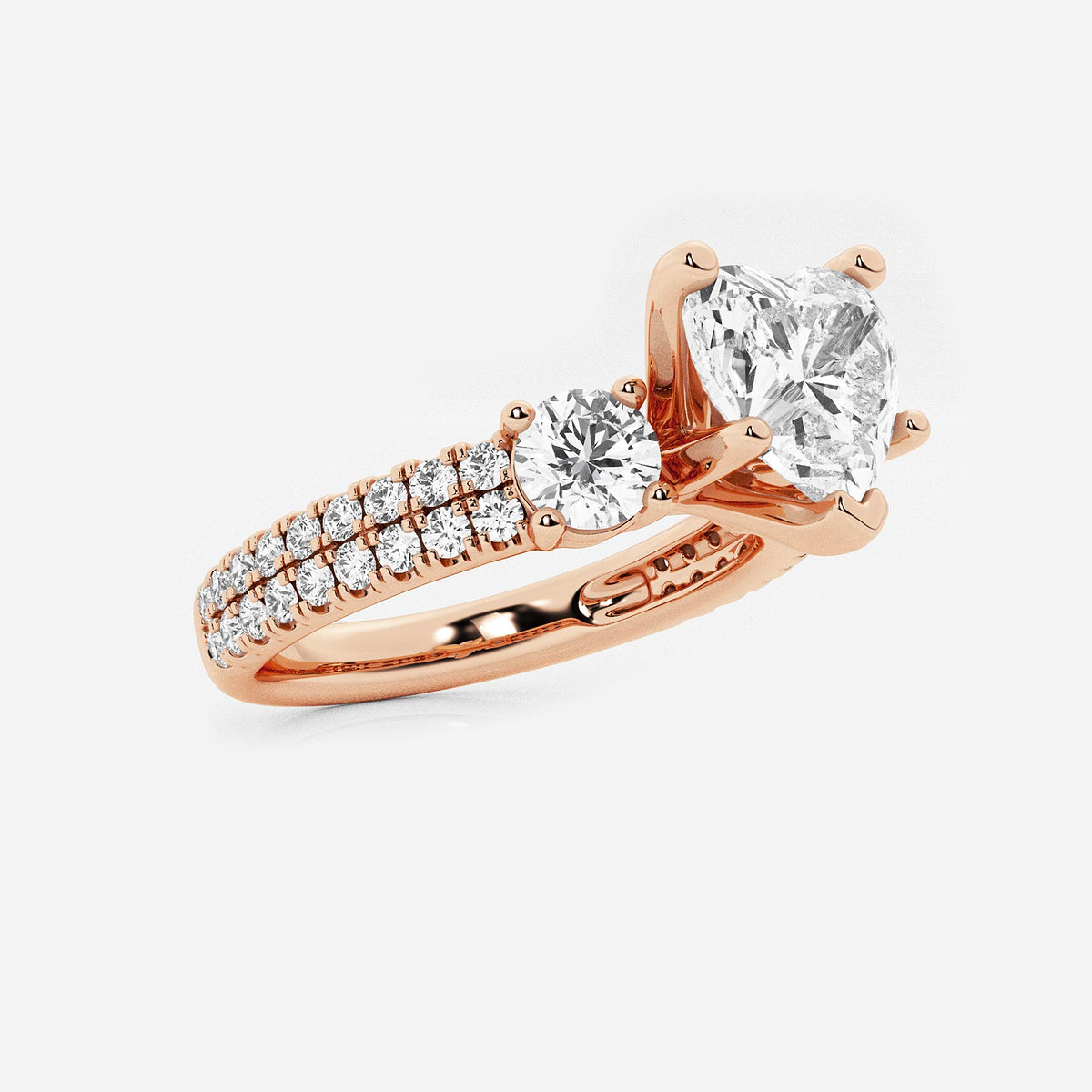Additional Image 1 for  3 ctw Heart Lab Grown Diamond Engagement Ring with Double Row Side Accents