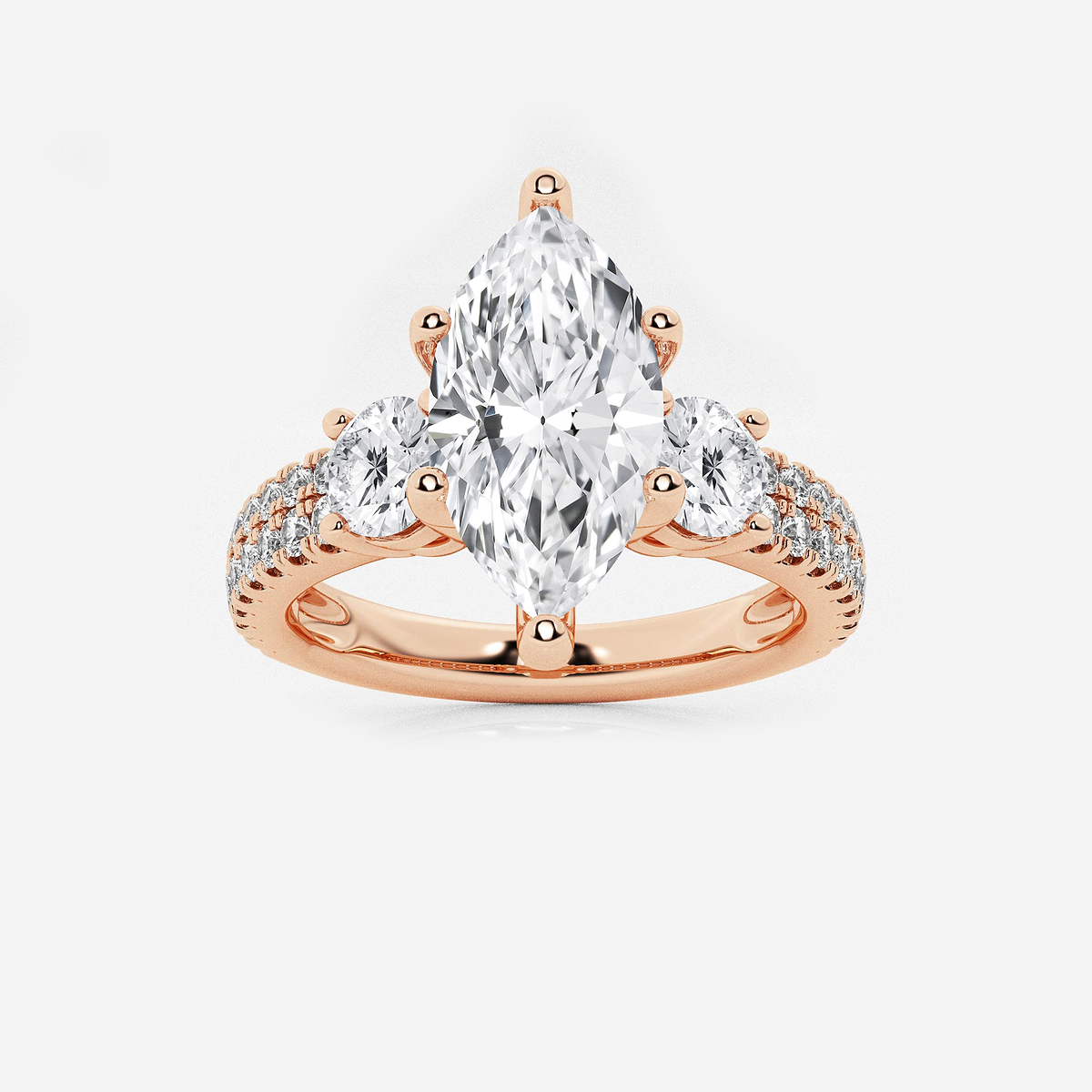 3 ctw Marquise Lab Grown Diamond Engagement Ring with Double Row Side Accents