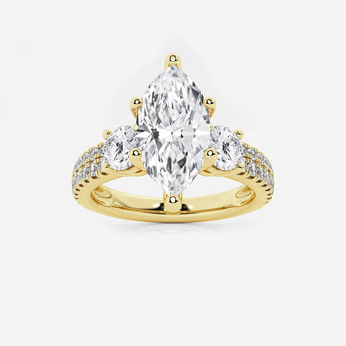 3 ctw Marquise Lab Grown Diamond Engagement Ring with Double Row Side Accents