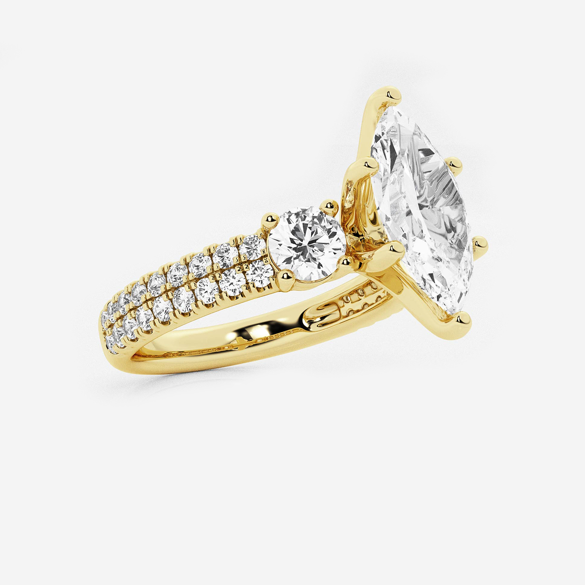 Additional Image 1 for  3 ctw Marquise Lab Grown Diamond Engagement Ring with Double Row Side Accents