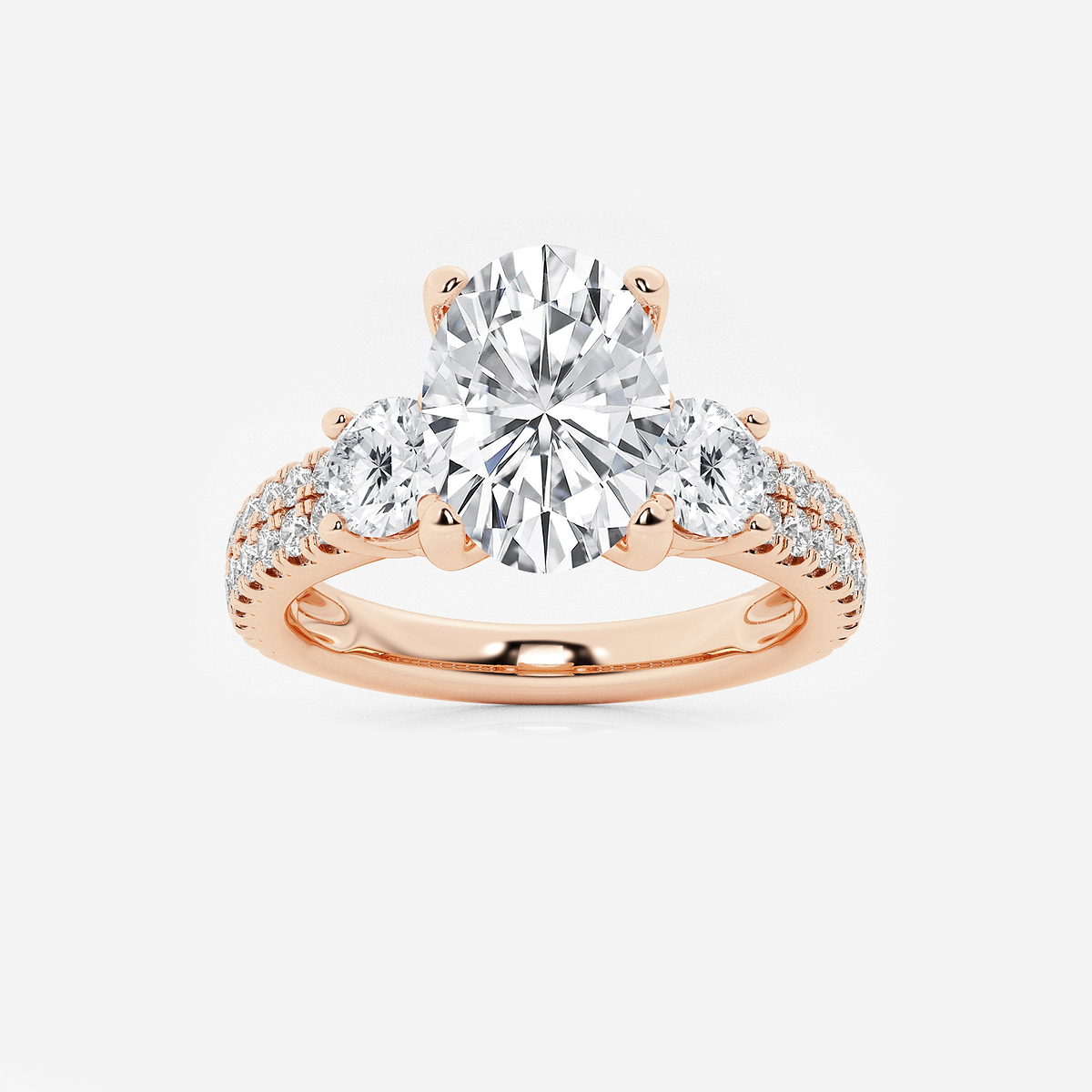 3 ctw Oval Lab Grown Diamond Engagement Ring with Double Row Side Accents