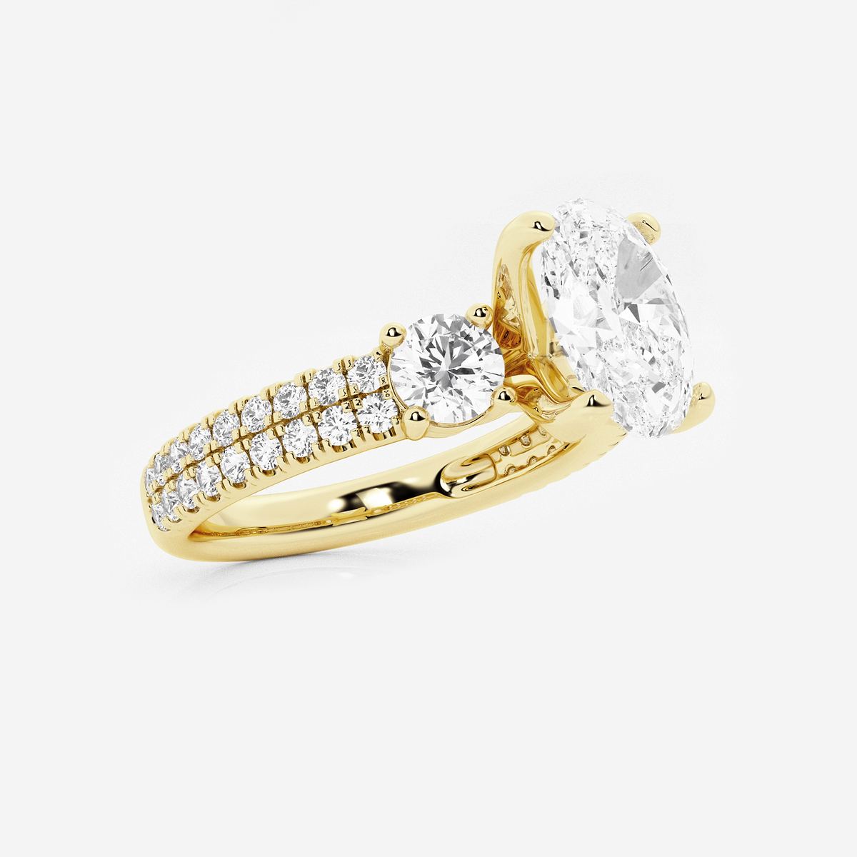 Additional Image 1 for  3 ctw Oval Lab Grown Diamond Engagement Ring with Double Row Side Accents