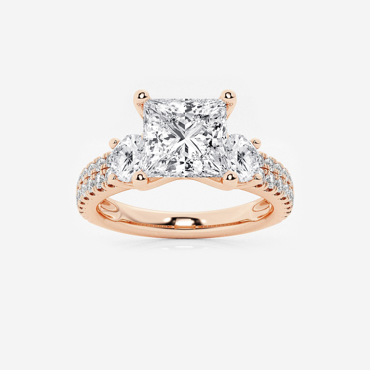 3 ctw Princess Lab Grown Diamond Engagement Ring with Double Row Side Accents