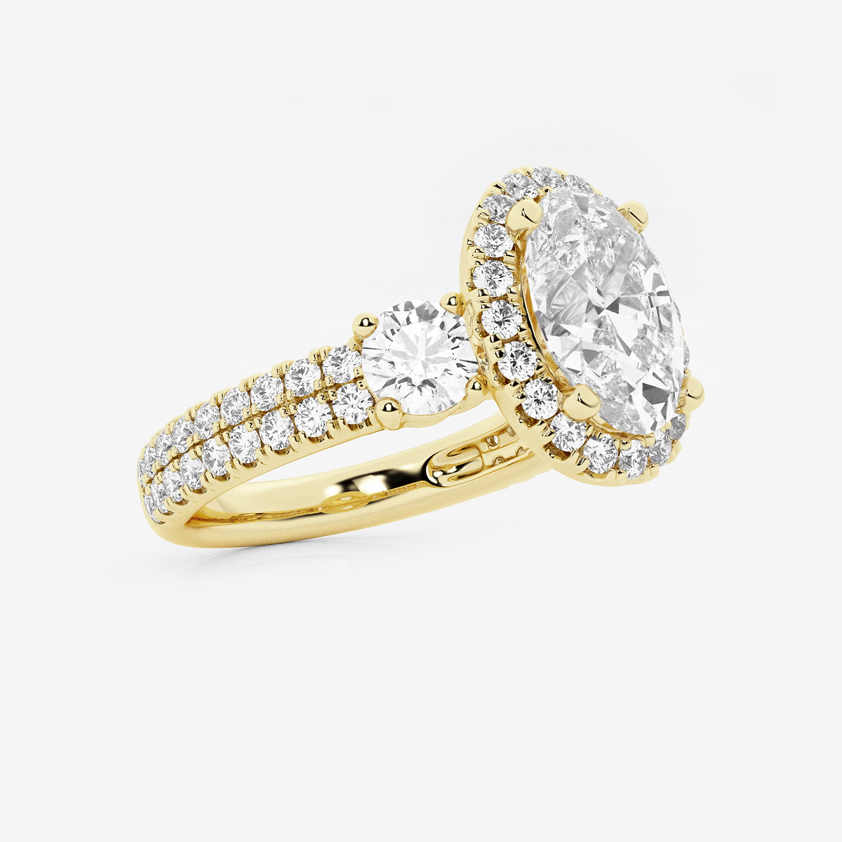 Additional Image 1 for  3 1/4 ctw Oval Lab Grown Diamond Double Row Side Stones Halo Engagement Ring