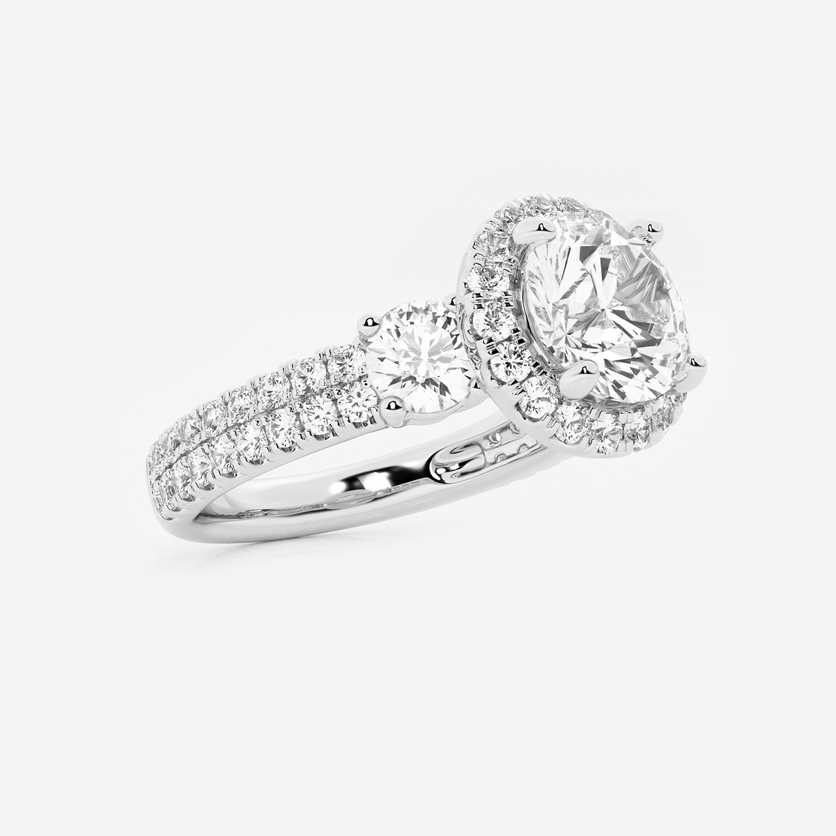 Additional Image 1 for  3 1/4 ctw Round Lab Grown Diamond Double Row Side Stones Halo Engagement Ring