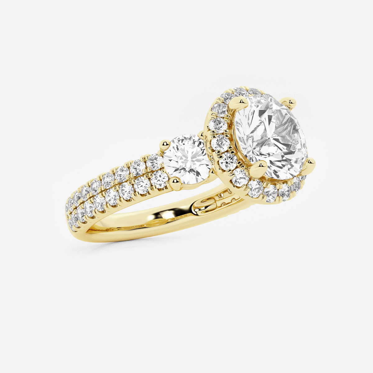 Additional Image 1 for  3 1/4 ctw Round Lab Grown Diamond Double Row Side Stones Halo Engagement Ring