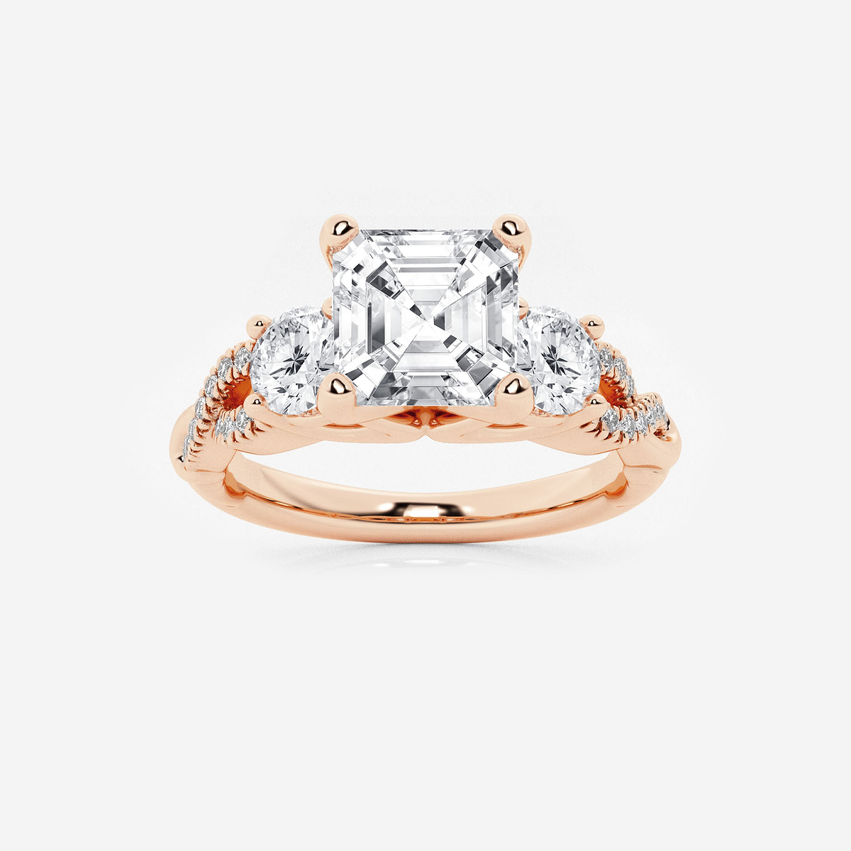 2 5/8 ctw Asscher Lab Grown Diamond Swirl Engagement Ring