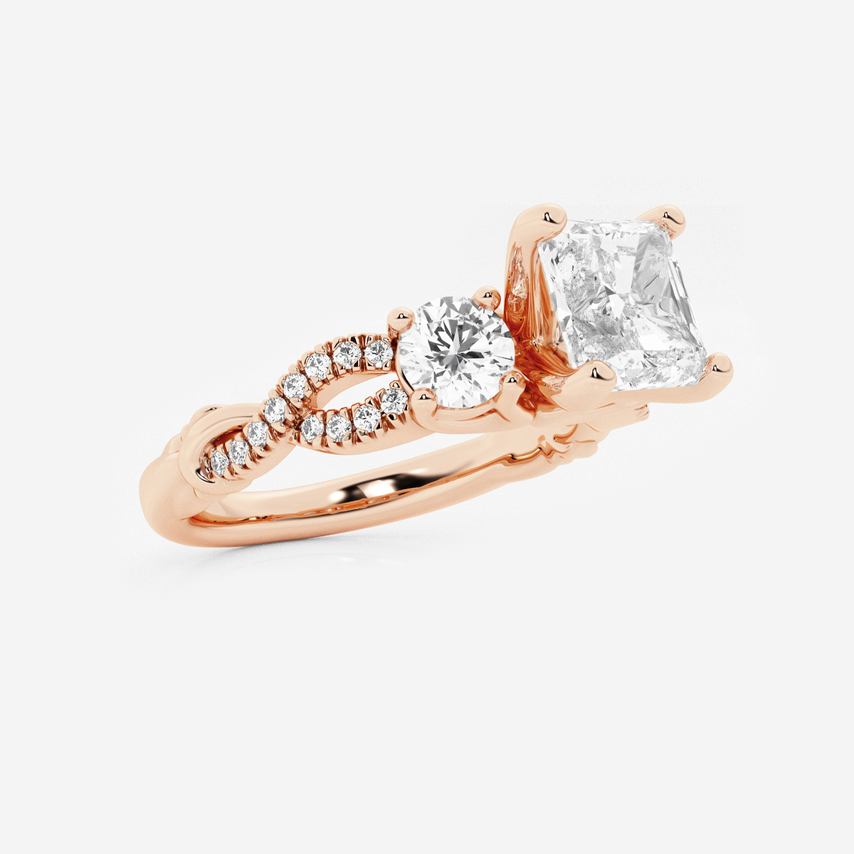 Additional Image 1 for  2 5/8 ctw Asscher Lab Grown Diamond Swirl Engagement Ring