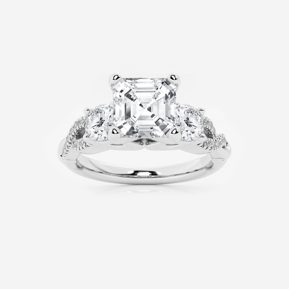 2 5/8 ctw Asscher Lab Grown Diamond Swirl Engagement Ring