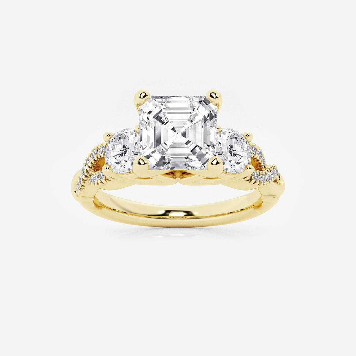 2 5/8 ctw Asscher Lab Grown Diamond Swirl Engagement Ring