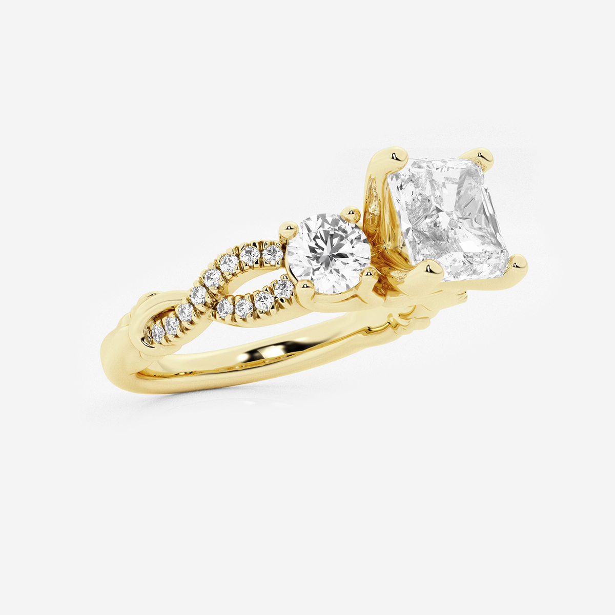 Additional Image 1 for  2 5/8 ctw Asscher Lab Grown Diamond Swirl Engagement Ring