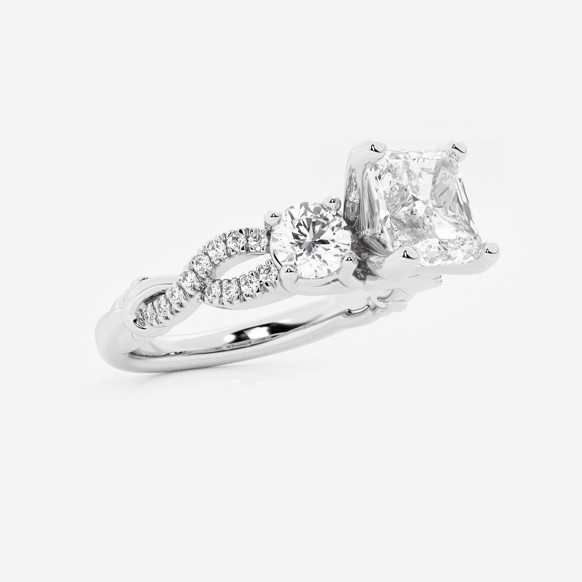Additional Image 1 for  2 5/8 ctw Asscher Lab Grown Diamond Swirl Engagement Ring