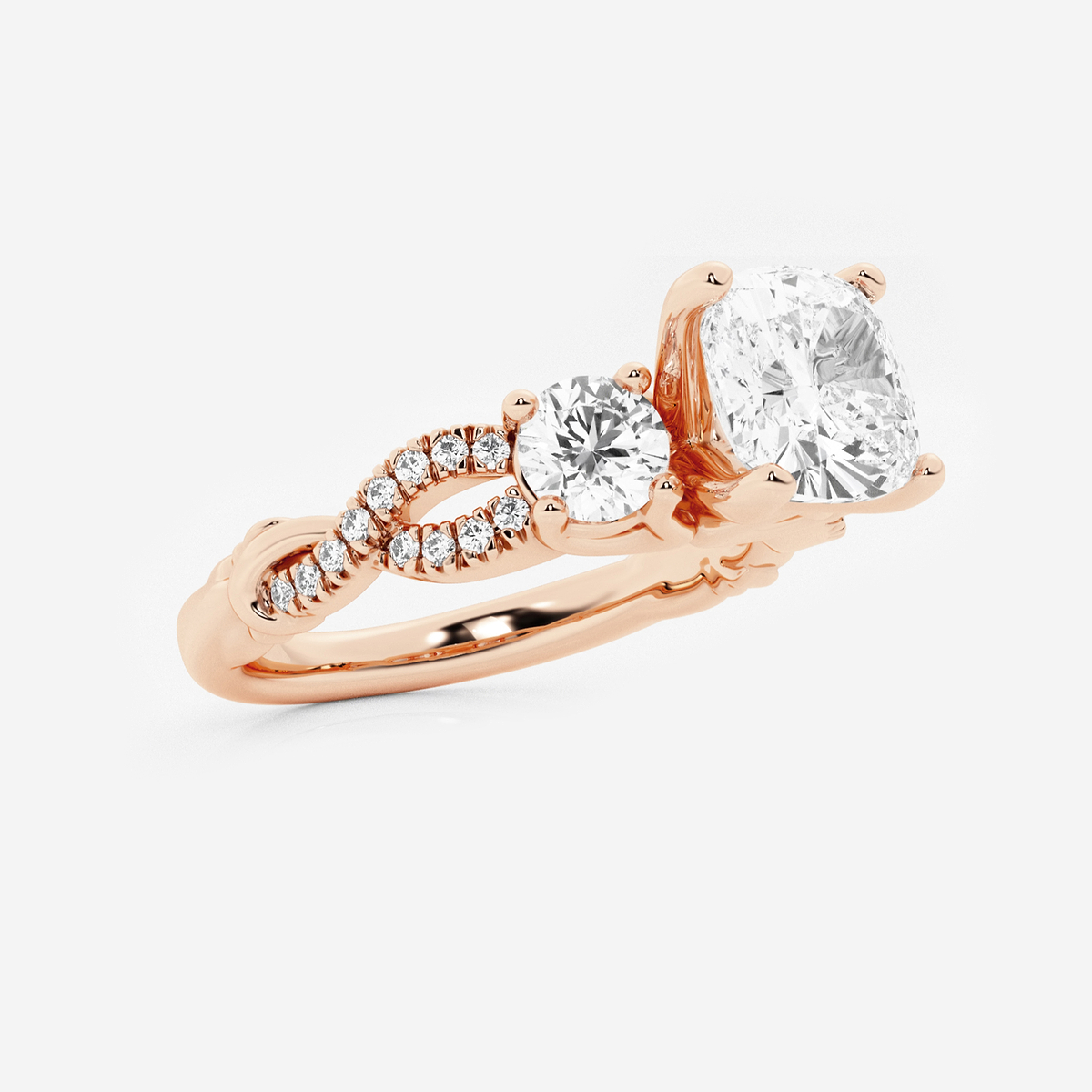 Additional Image 1 for  2 5/8 ctw Cushion Lab Grown Diamond Swirl Engagement Ring