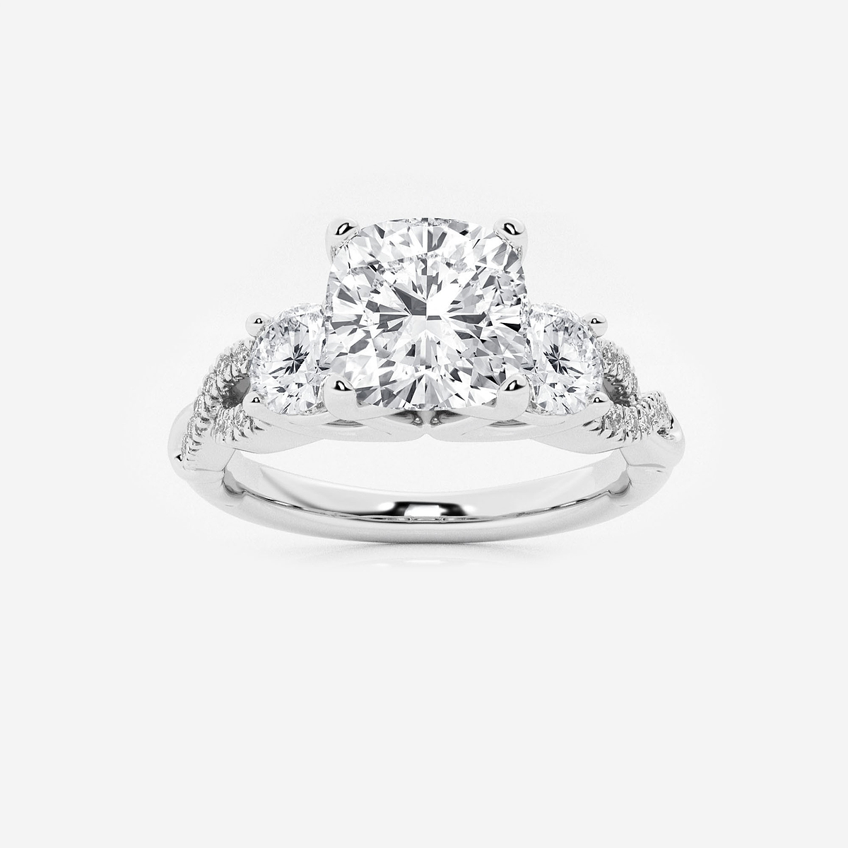 2 5/8 ctw Cushion Lab Grown Diamond Swirl Engagement Ring