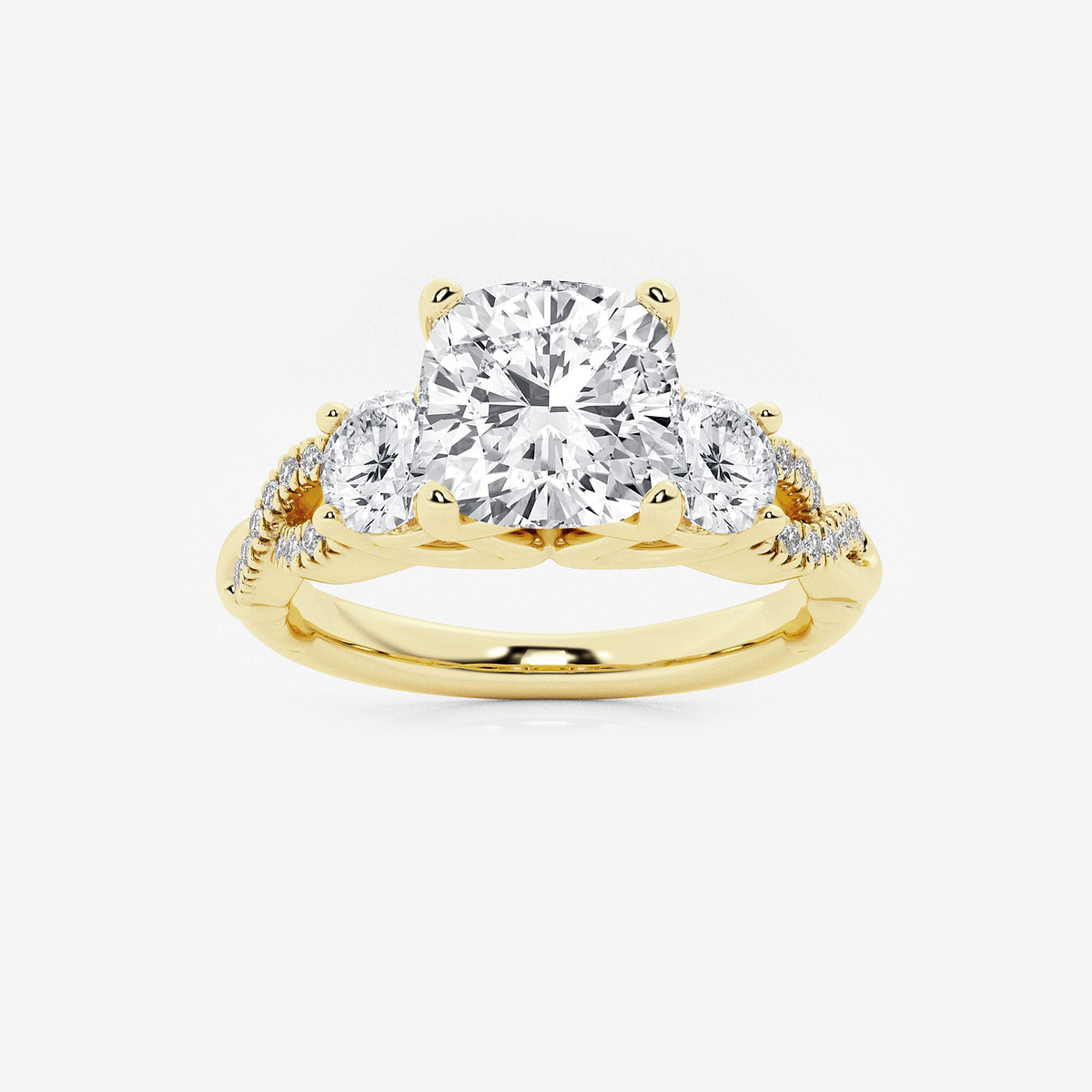 2 5/8 ctw Cushion Lab Grown Diamond Swirl Engagement Ring