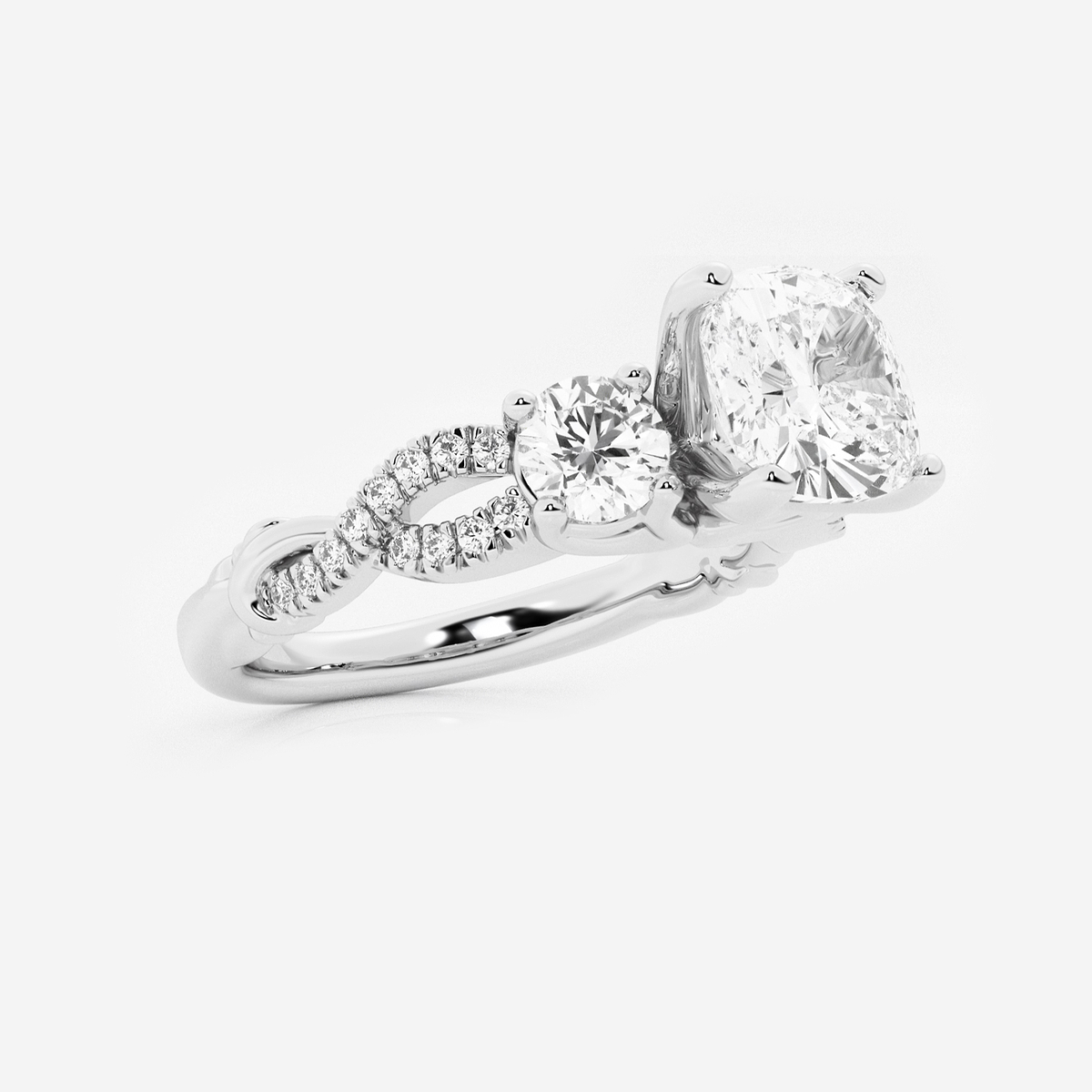 Additional Image 1 for  2 5/8 ctw Cushion Lab Grown Diamond Swirl Engagement Ring