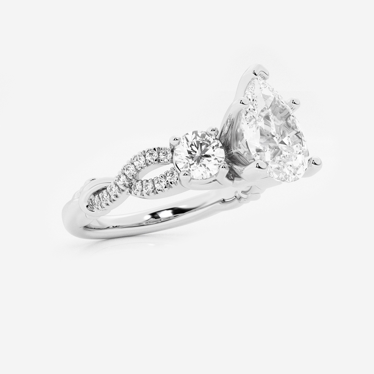 Additional Image 1 for  2 5/8 ctw Pear Lab Grown Diamond Swirl Engagement Ring