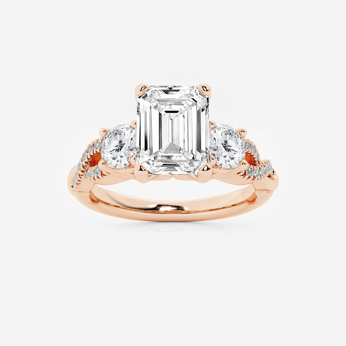 2 5/8 ctw Emerald Lab Grown Diamond Swirl Engagement Ring