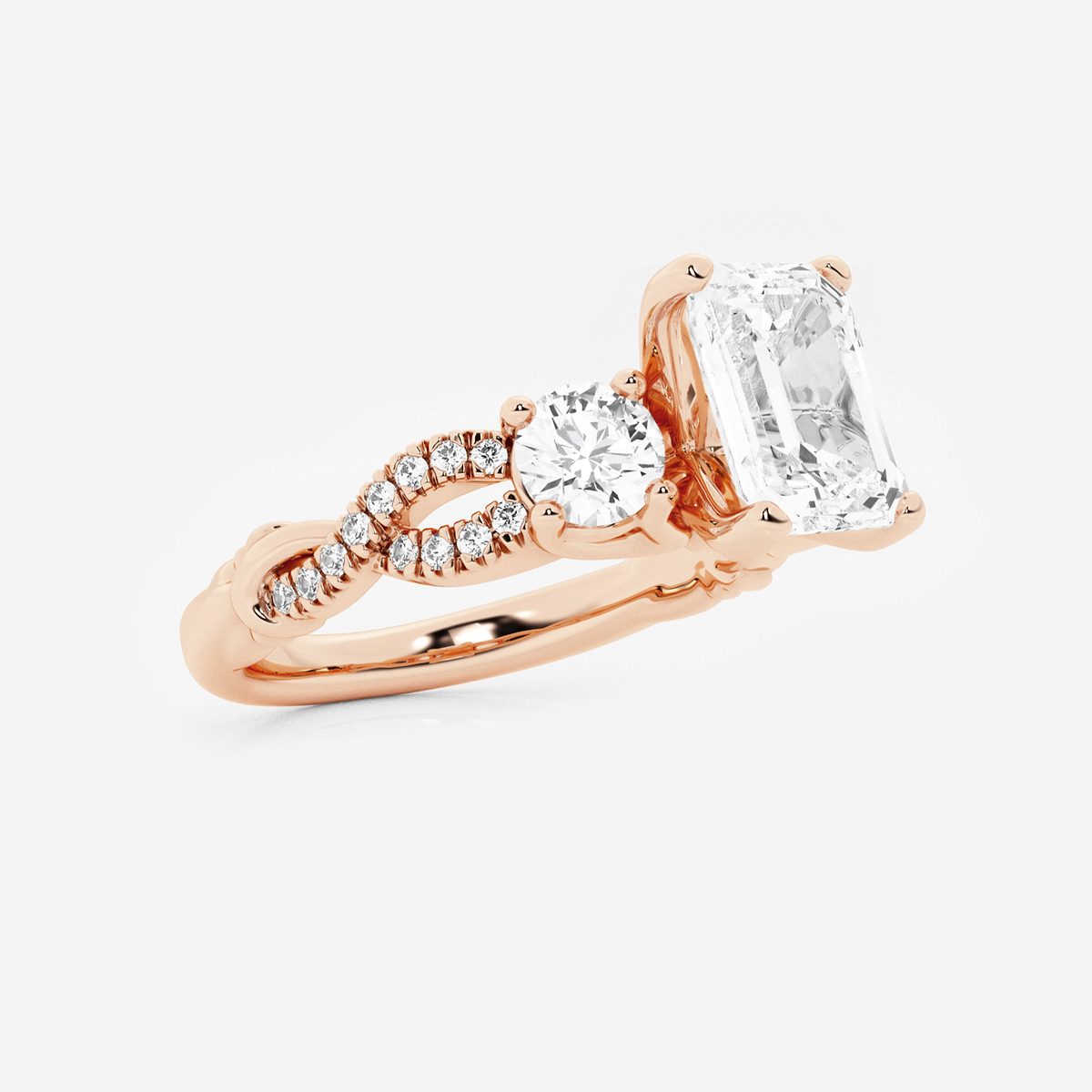 Additional Image 1 for  2 5/8 ctw Emerald Lab Grown Diamond Swirl Engagement Ring