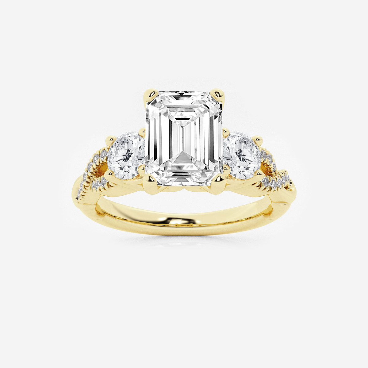2 5/8 ctw Emerald Lab Grown Diamond Swirl Engagement Ring