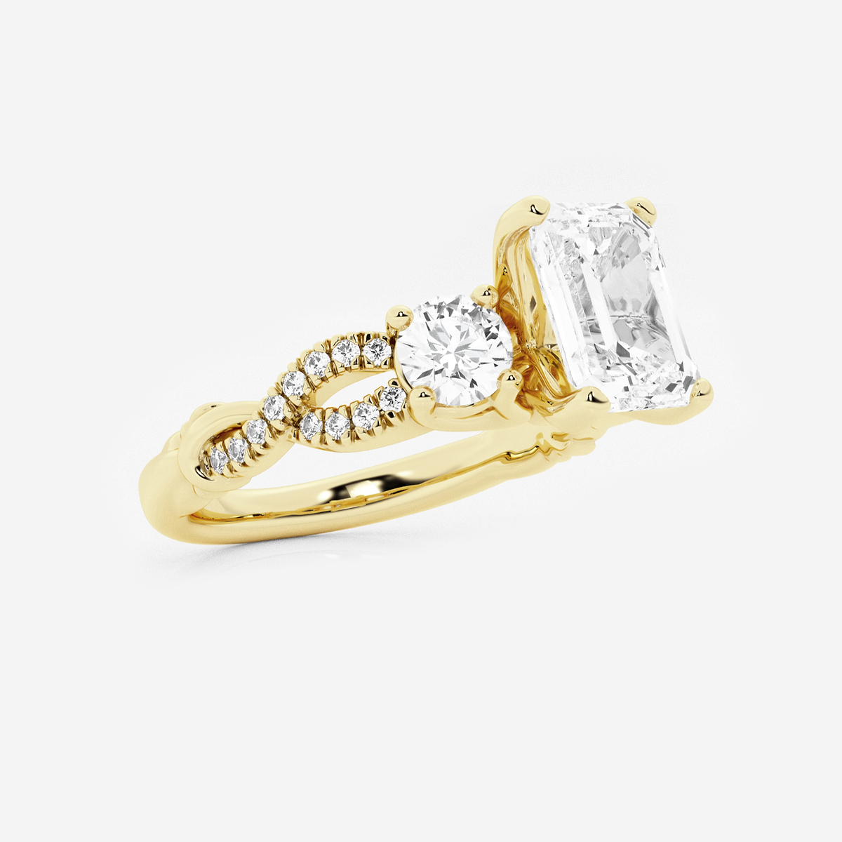 Additional Image 1 for  2 5/8 ctw Emerald Lab Grown Diamond Swirl Engagement Ring
