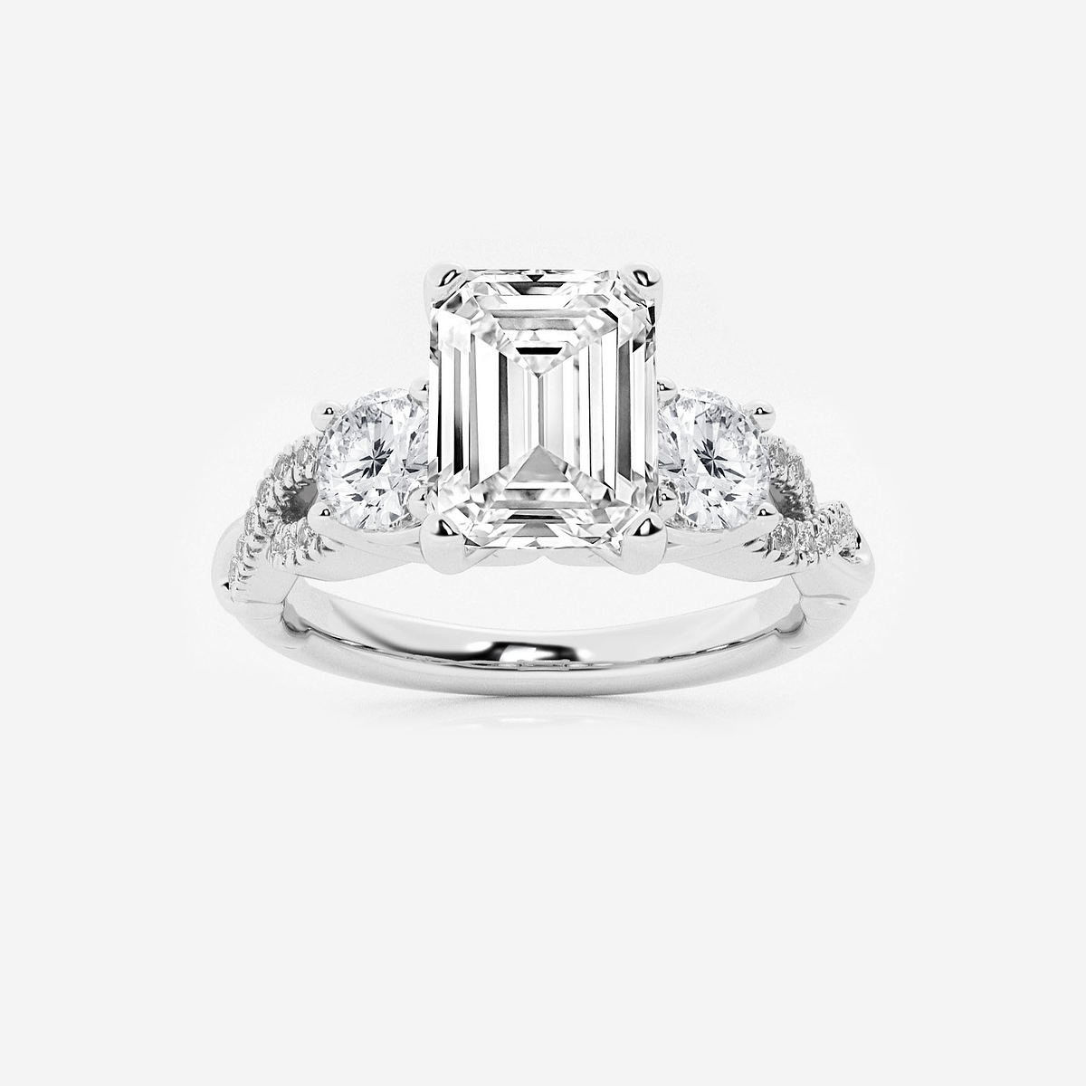 2 5/8 ctw Emerald Lab Grown Diamond Swirl Engagement Ring