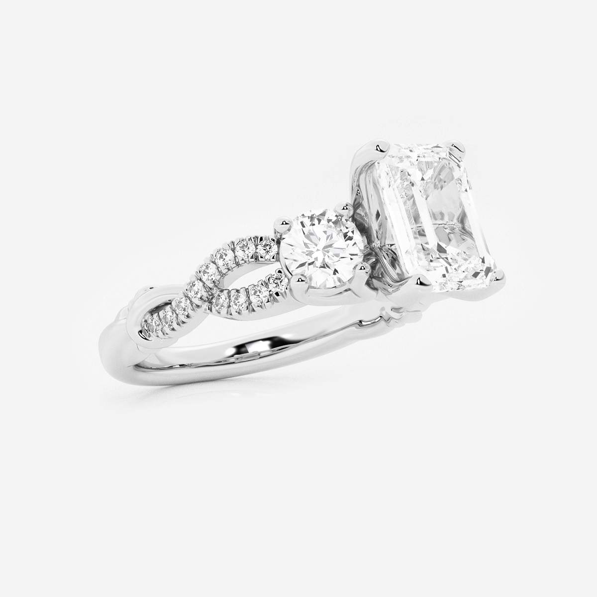 Additional Image 1 for  2 5/8 ctw Emerald Lab Grown Diamond Swirl Engagement Ring