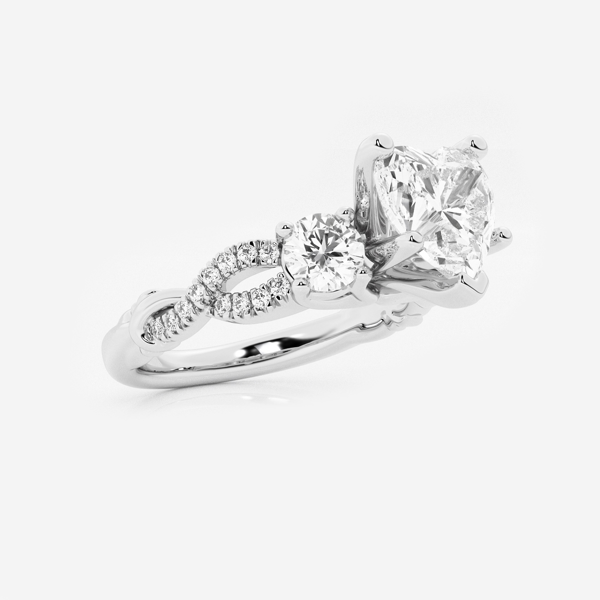 Additional Image 1 for  2 5/8 ctw Heart Lab Grown Diamond Swirl Engagement Ring