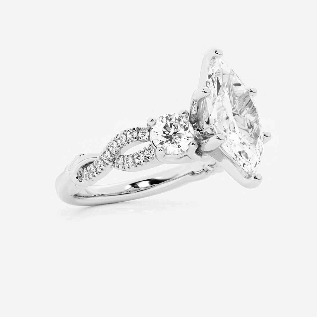 Additional Image 1 for  2 5/8 ctw Marquise Lab Grown Diamond Swirl Engagement Ring