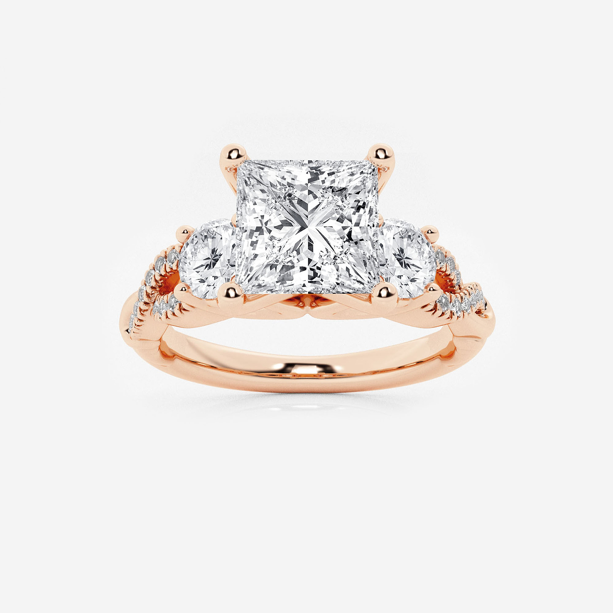 2 5/8 ctw Princess Lab Grown Diamond Swirl Engagement Ring