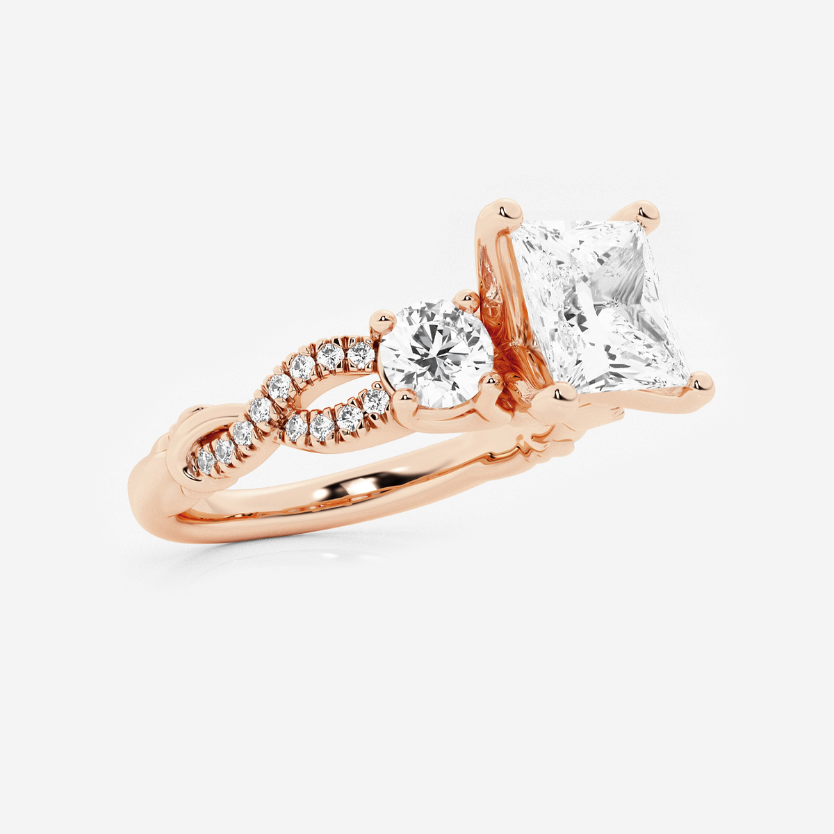 Additional Image 1 for  2 5/8 ctw Princess Lab Grown Diamond Swirl Engagement Ring