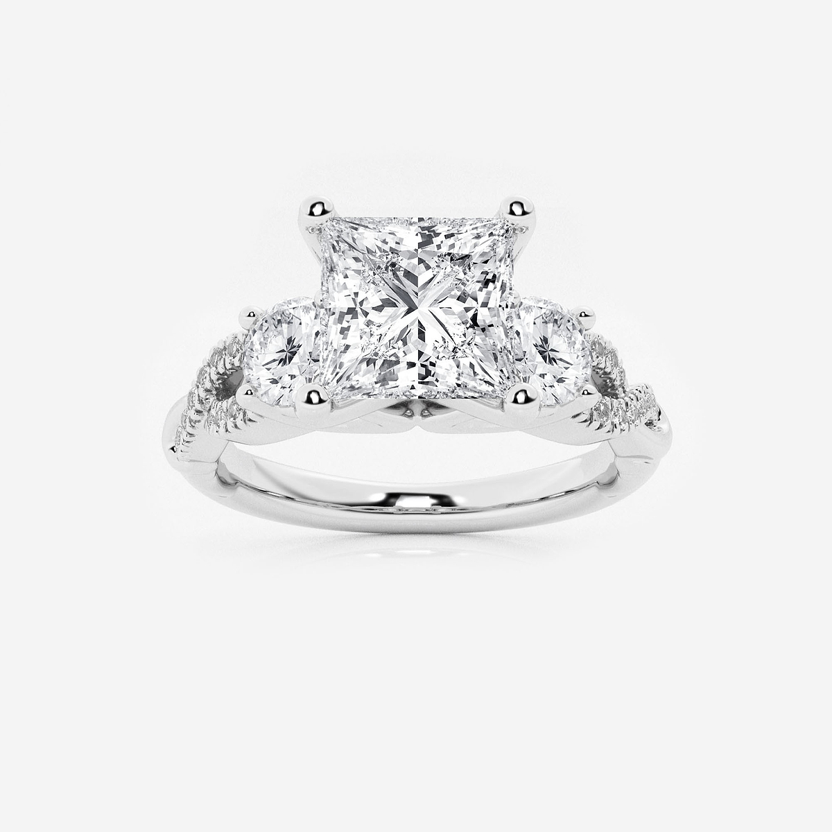 2 5/8 ctw Princess Lab Grown Diamond Swirl Engagement Ring