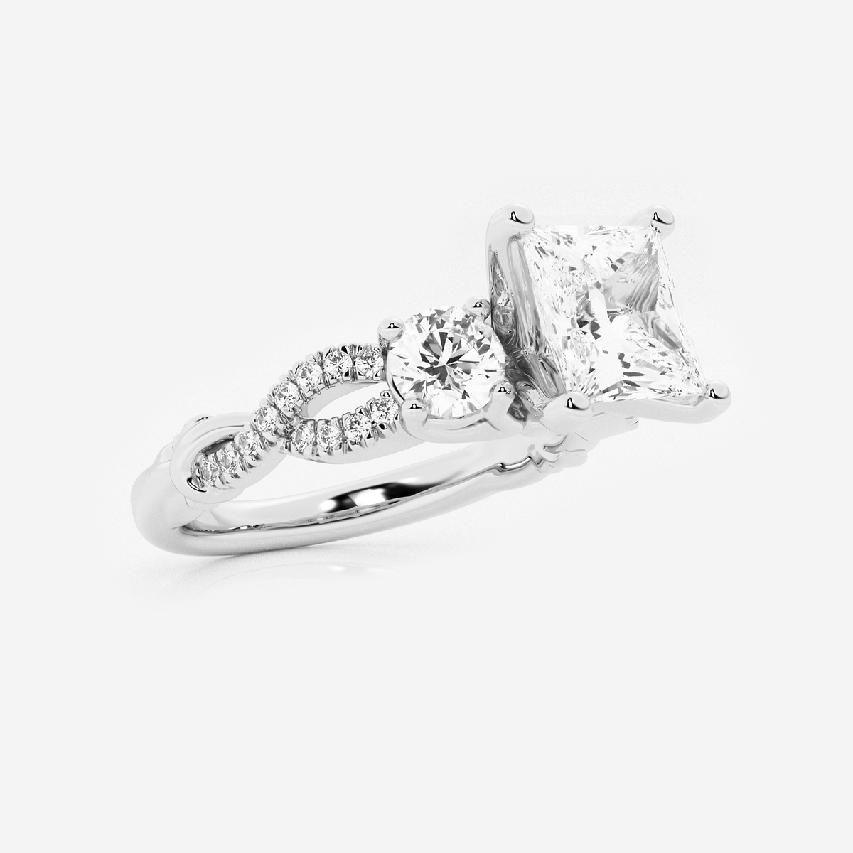 Additional Image 1 for  2 5/8 ctw Princess Lab Grown Diamond Swirl Engagement Ring