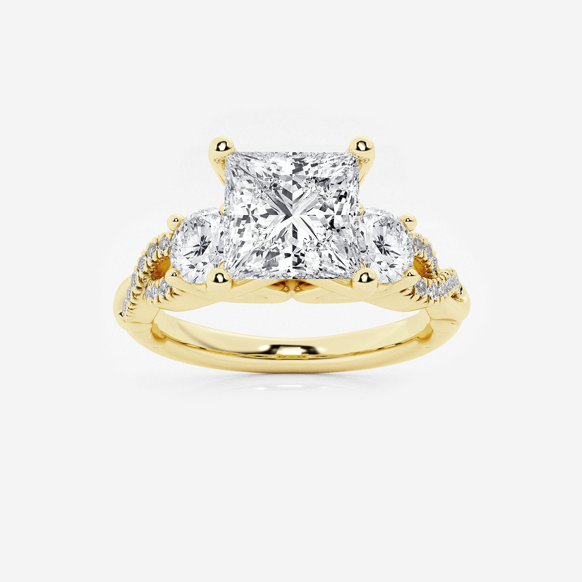 Jessica 2 5/8 ctw Princess Lab Grown Diamond Swirl Engagement Ring 14K Yellow Gold, F, VS2 Jessica 2 5/8 ctw Princess Lab Grown Diamond Swirl Engagement Ring 14K Yellow Gold, F, VS2