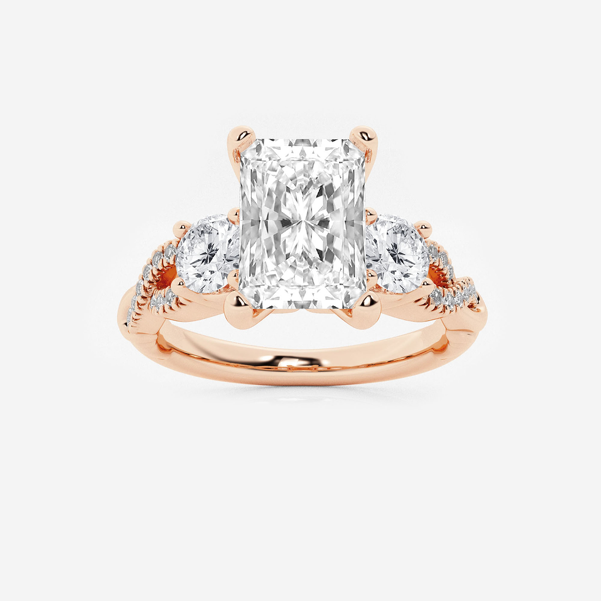 2 5/8 ctw Radiant Lab Grown Diamond Swirl Engagement Ring
