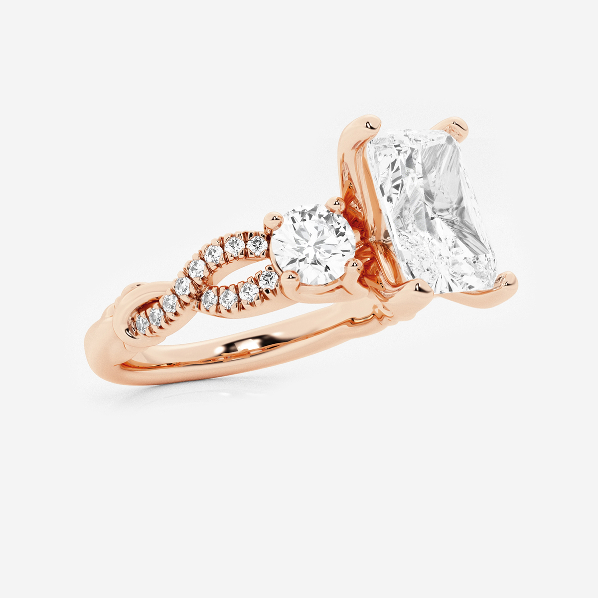 Additional Image 1 for  2 5/8 ctw Radiant Lab Grown Diamond Swirl Engagement Ring