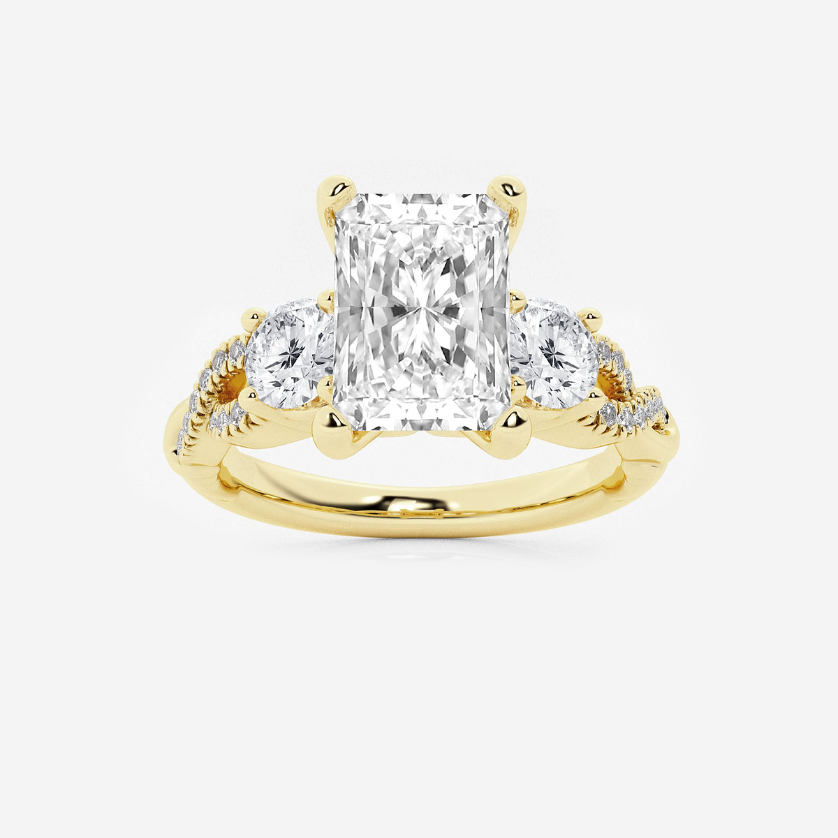 2 5/8 ctw Radiant Lab Grown Diamond Swirl Engagement Ring