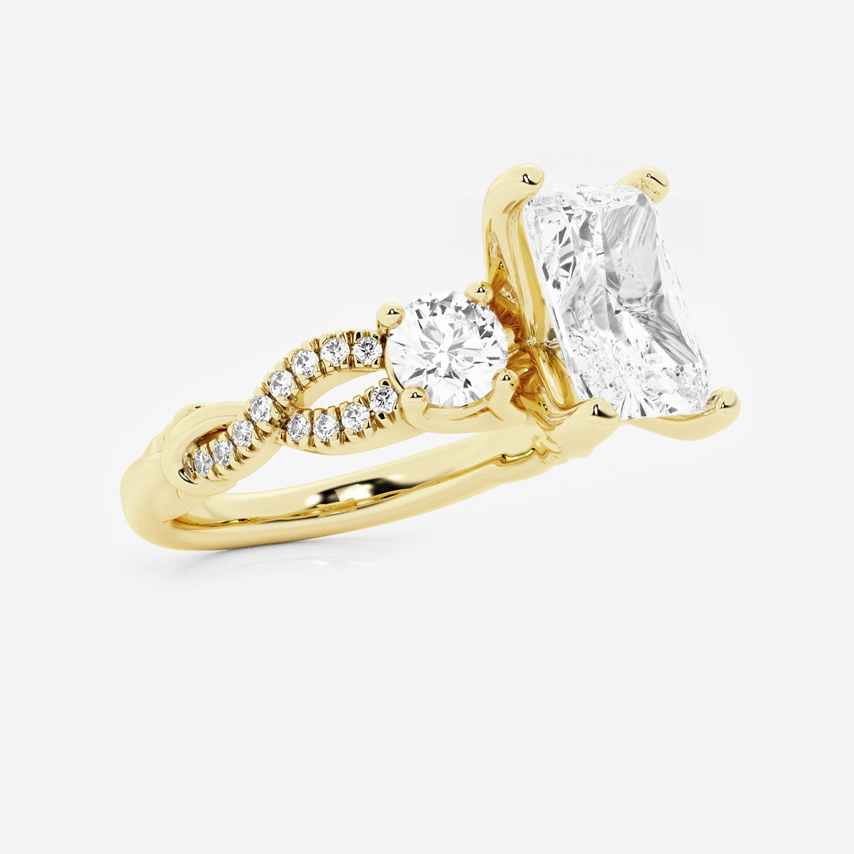 Additional Image 1 for  2 5/8 ctw Radiant Lab Grown Diamond Swirl Engagement Ring